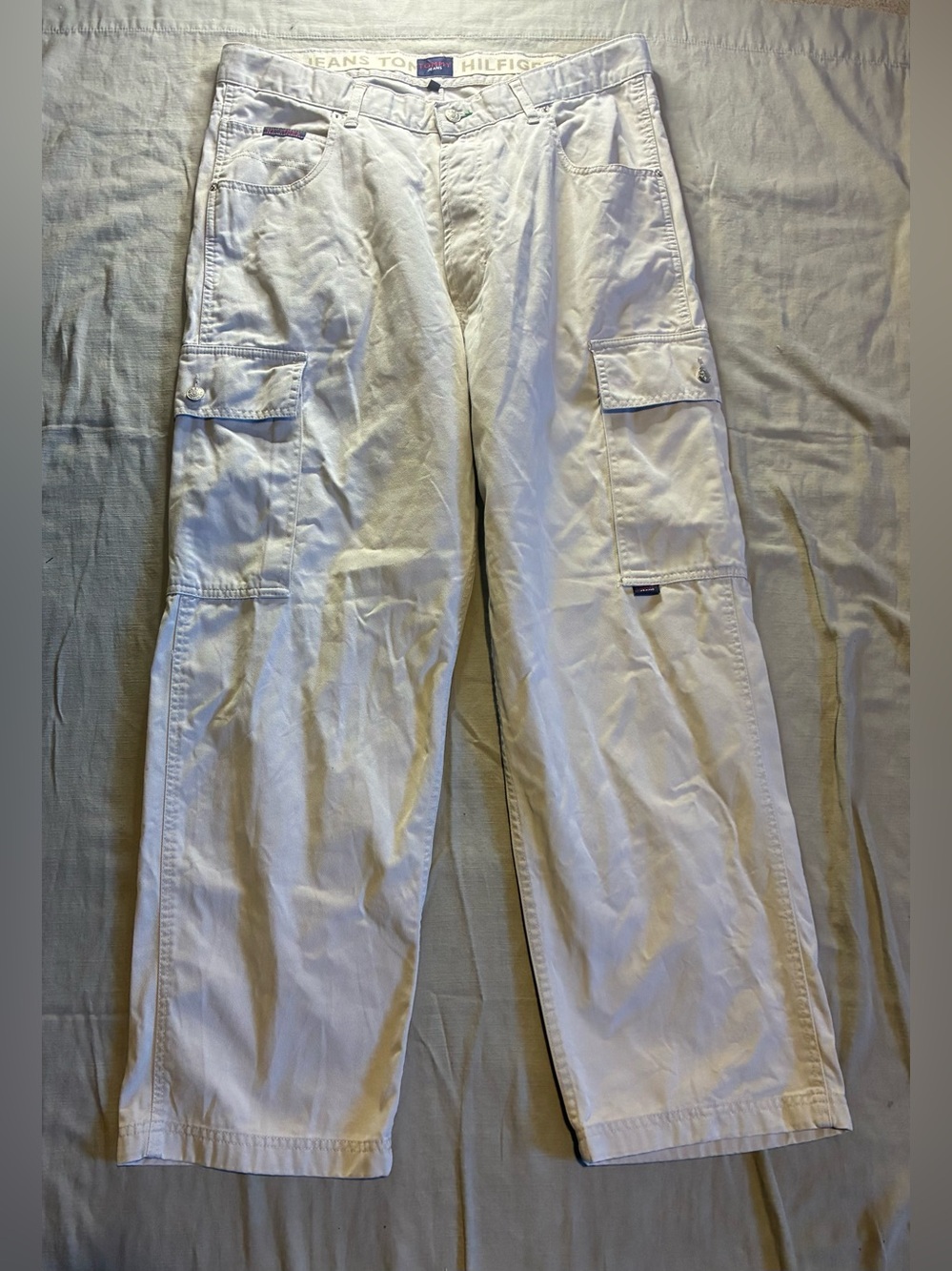 Vintage Tommy Hilfiger Wide Leg Baggy Cargo Carpenter Pants 36x30